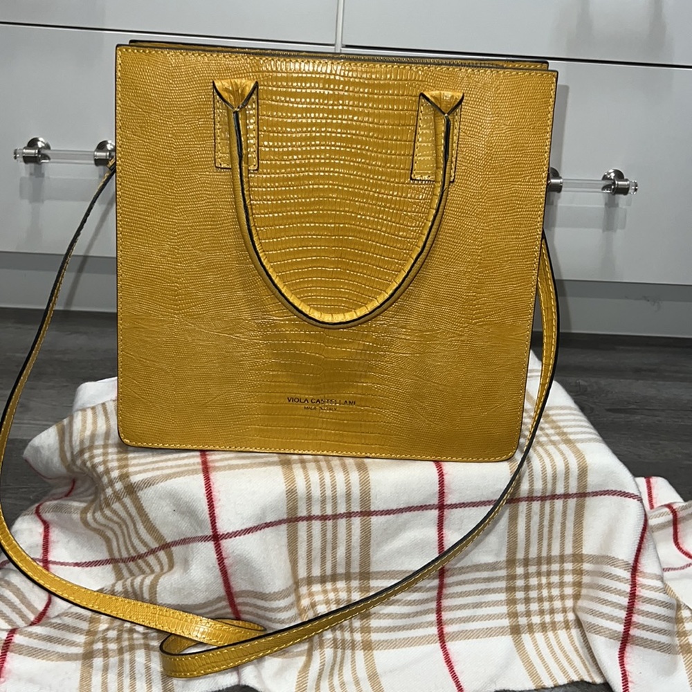 Viola Castellani Lizard Embossed Leather Handbag